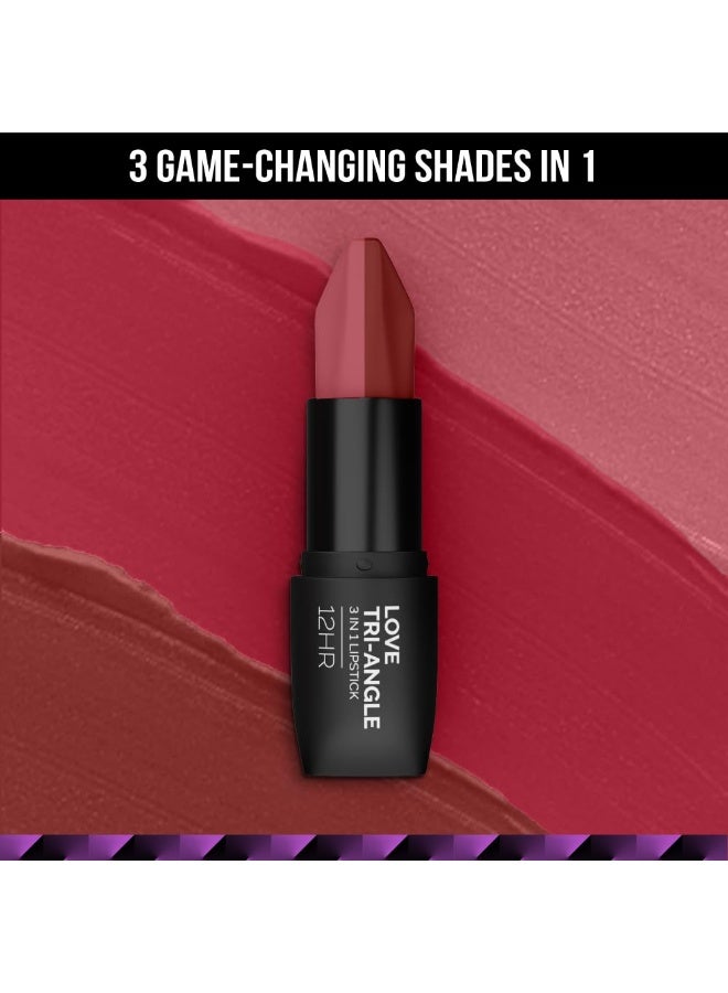 Staze 9to9 3 in 1 Lipstick | 3 Unique Shades in 1 | 12 HRS Long Lasting, Transferproof | Non-drying Formula with Intense Color Payoff | 01 Brick Pink | 3.8 g - Image 4